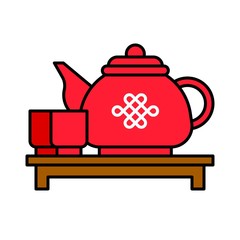 Teapot vector, Chinese New year filled icon