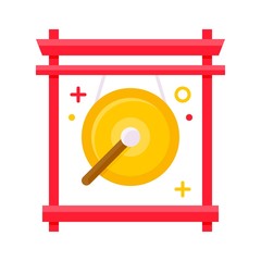 Chinese gong vector, Chinese New year flat icon