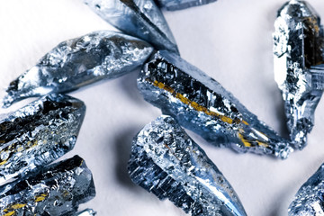 Osmium, metal pieces for sample. heaviest metal is osmium.
