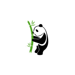 Panda Silhouette Logo Design Vector Template