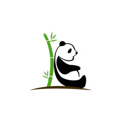 Panda Silhouette Logo Design Vector Template