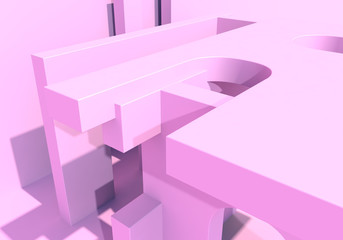 Abstract architecture background with pink arches. 3D illustration