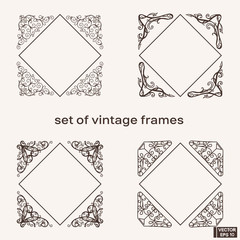 Set of vintage frames with floral scrolls.