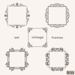 Set of vintage frames with floral scrolls.