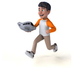 Fun 3D cartoon Asian teenager .