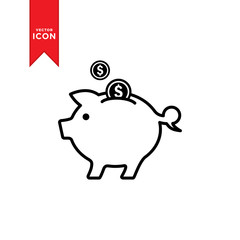 Piggy bank icon vector. Simple design on white background.