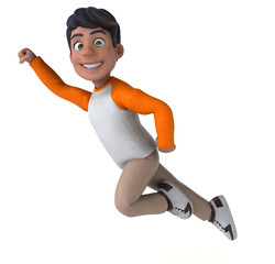 Fun 3D cartoon Asian teenager .