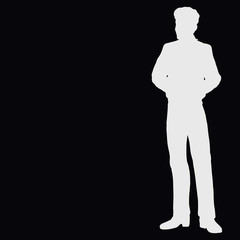 silhouette of a tall man with his hands behind his back