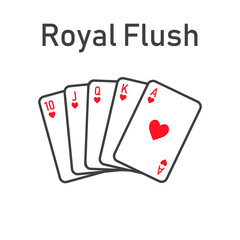 Royal flush poker combonation suit vector from ten to ace