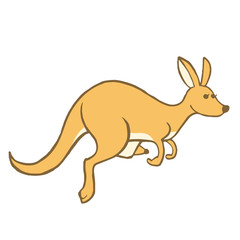 あかちゃんを袋に入れて走っているカンガルー 　線あり