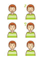 男の子　上半身　いろいろな表情