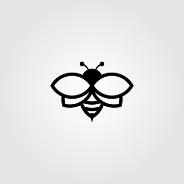 recommend clip art: bee logo line art vector in black color vintage illustration design