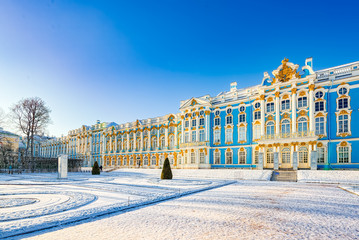 Ekaterininsky Palace, Tsarskoye Selo (Pushkin) suburb of Saint Petersburg. Russia.