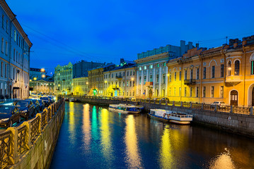 Moika's  Embankment, river in  Saint Petersburg.  Russia.