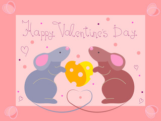 valentines day card with two mous