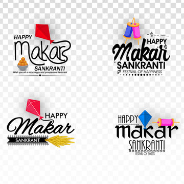 Makar Sankranti element sets with festive elements kite, wheat, thread, sweets_Vector, Illustration.