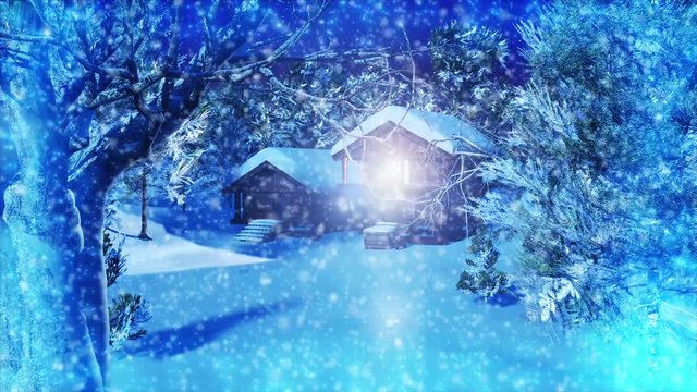 4K Christmas Snowy Magical Scene Seamless Looping Animation
