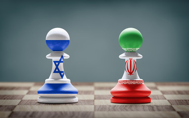 Israel and Iran conflict. 3D illustration.