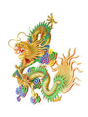 Colorful Chinese dragon on white background - obrazy, fototapety, plakaty