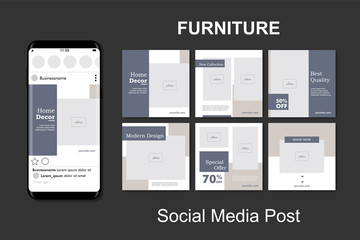 Naklejka premium Social media post banner template for furniture promotion