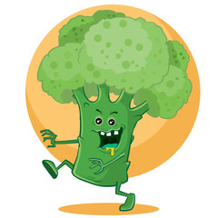huge big broccoli in green light runs,