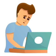 Laptop exam preparing icon. Cartoon of laptop exam preparing vector icon for web design isolated on white background