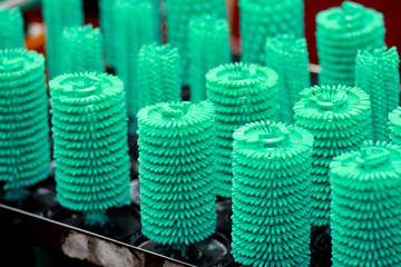 Close up Wax treeing placed on the table for casting jewelry process,around blurred images.