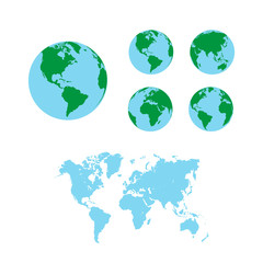 Obraz premium World map with earth globes, editable vector.