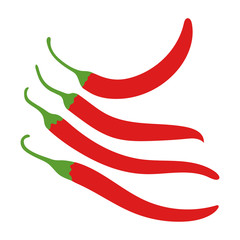 Hot chili pepper vector illustration, isolated on white background. Red chili logo design.