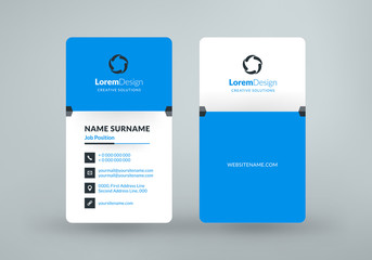 Obraz premium Vertical double-sided business card template. Vector illustration. Stationery design