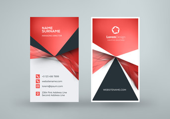 Vertical double-sided business card template. Vector illustration. Stationery design
