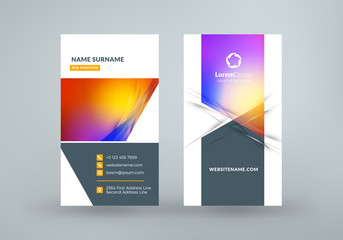 Vertical double-sided business card template. Vector illustration. Stationery design