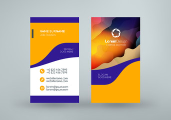 Naklejka na ściany i meble Vertical double-sided business card template. Vector illustration. Stationery design
