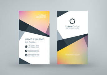 Naklejka premium Vertical double-sided business card template. Vector illustration. Stationery design