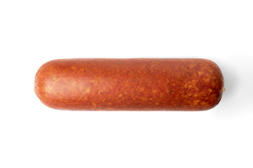 Smoked sausage isolated on white background.