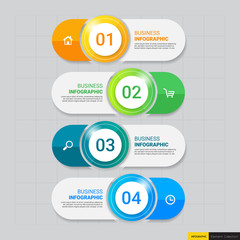 Infographics template 4 options with rectangle banner, can be used for workflow layout, diagram, website, corporate report, advertising, marketing. vector illustration.