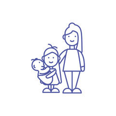 Isolated mother baby and daughter vector design