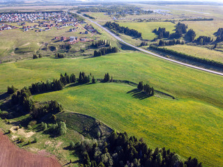 Drone view on a plowed field