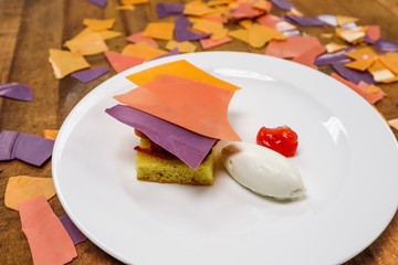 Lemon Tart With Colorful Chocolate Shards on Top