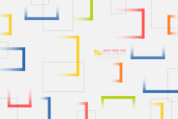 Abstract white background with colorful square line geometric pattern design. illustration vector eps10