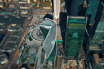 complex of skyscrapers Moscow City. Modern construction in Mosco