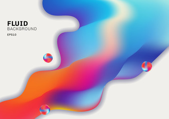 Abstract colorful 3D Fluid shape flowing vibrant color on white background.