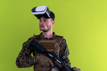 soldier virtual reality green background