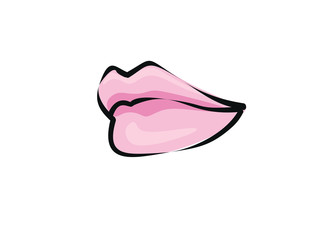 vector illustration, abstract pink lips on a white background