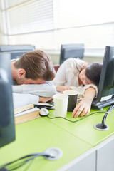 Overtired students sleep in workshop