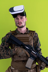 soldier virtual reality green background