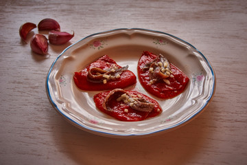 anchovies with red peppers very delicious