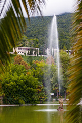 Fototapeta premium Beautiful fountain in the summer park, Gagra, Abkhazia