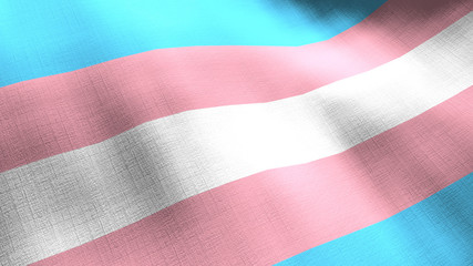 Transgender pride rainbow waving flag. Seamless cgi animation highly detailed fabric texture in cinematic slow motion. LGBTQ 3d background of fight for rights and equality symbol.