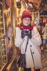 Fototapeta na wymiar young woman on the Christmas Market of Coburg